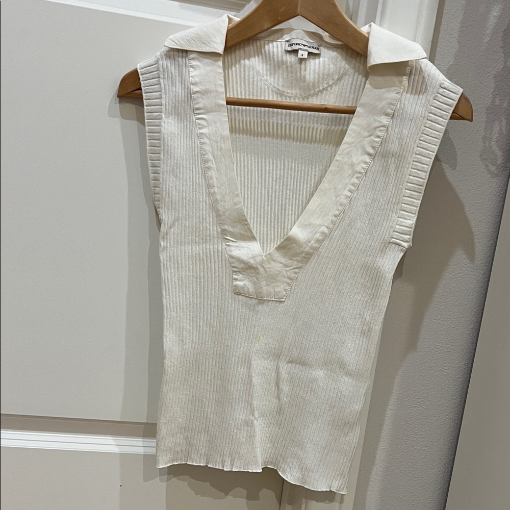 Emporio Armani Cream Sleeveless Blouse